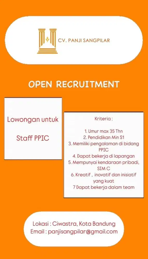 Lowongan kerja staff PPIC