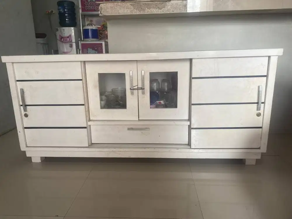 Meja TV Kayu Warna Putih