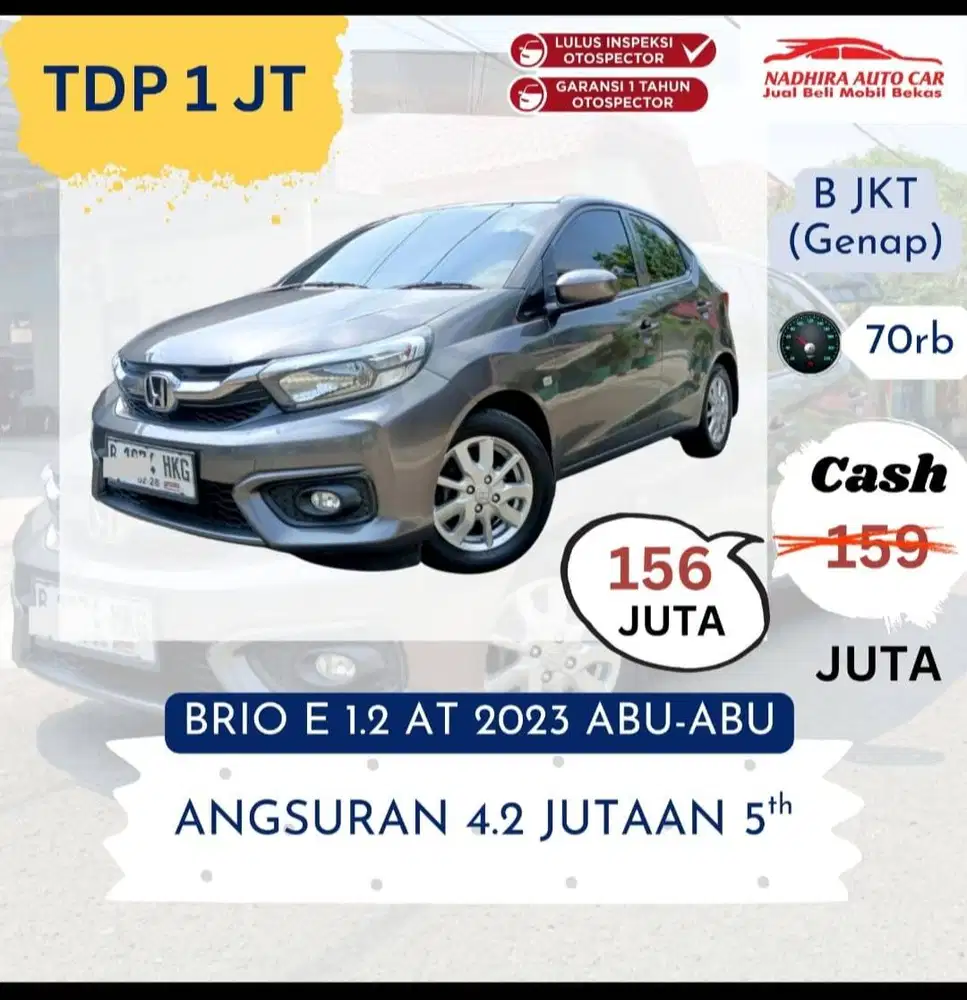 Promo TDP 1 Juta Brio 1.2 E AT 2023 Abu