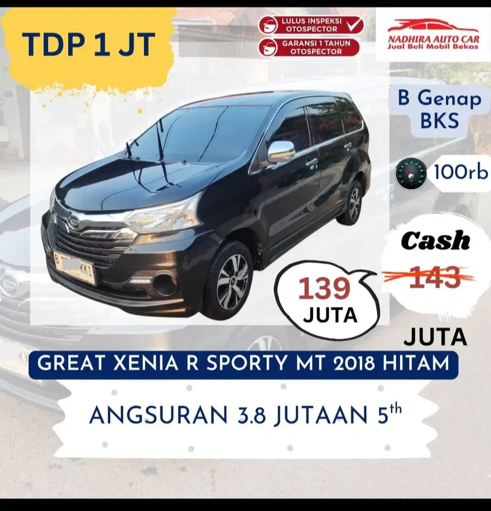 Promo TDP 1 Juta Xenia Sporty MT 2018 Hitam