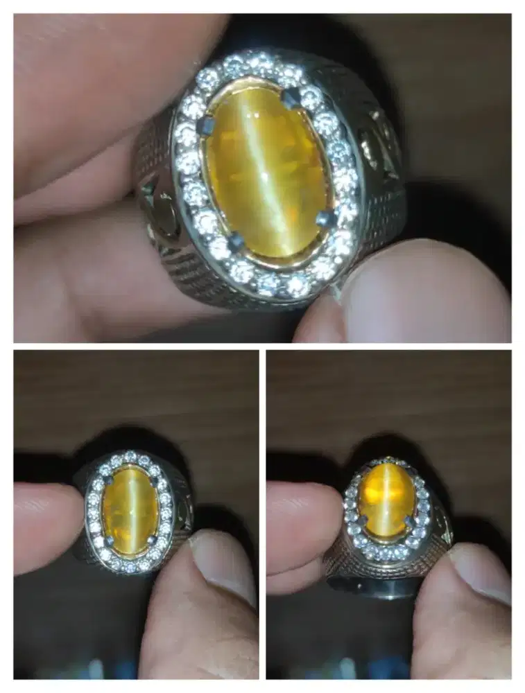 Batu Natural Opal Cat Kwalitas Bagus Ring Perak Mewah