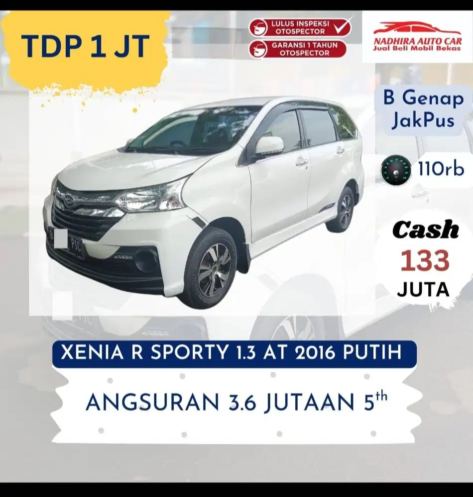 Promo TDP 1 Juta Xenia R Sporty AT 2016 Putih