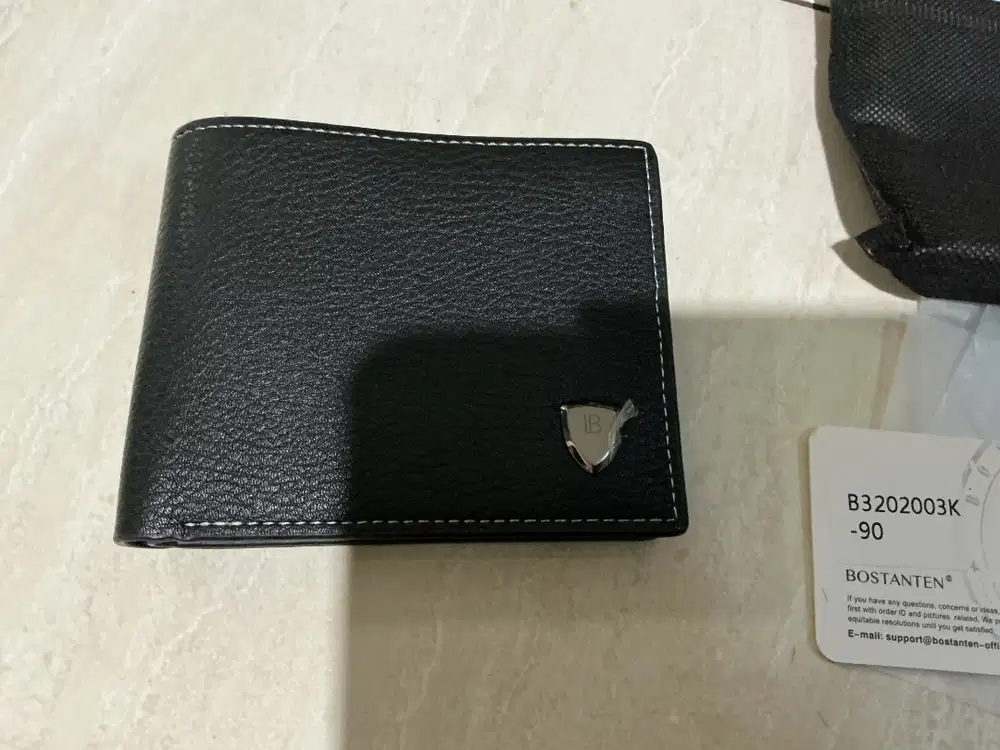 BOSTANTEN Dompet Lipat Pria Kulit PU Warna Hitam