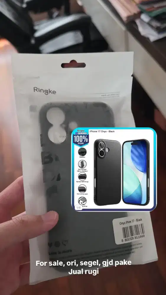 Jual rugi case ip 17 ringke onyx black segel