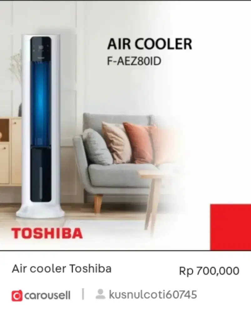 TOSHIBA TOWER AIR COOLER F-AEZ80ID 7 Liter Low watt 65 W