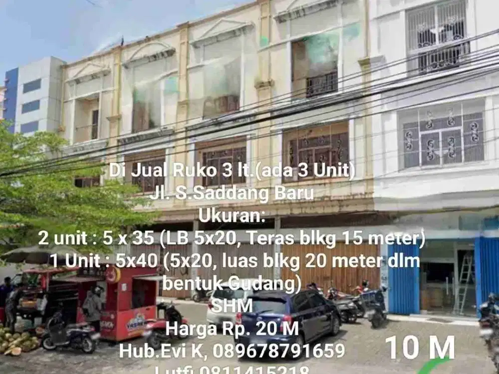 Turun Harga, Di Jual Murah Ruko dempet 3, Jl.S.Saddang Baru, Poros Jalan