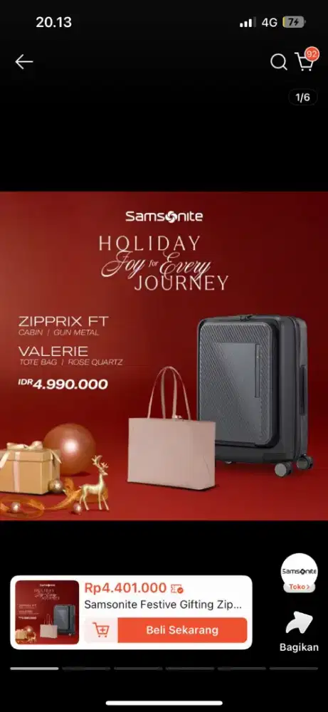 Samsonite Festive Gifting - Koper Zipprox Ft + Valerie Tote Harga Nett