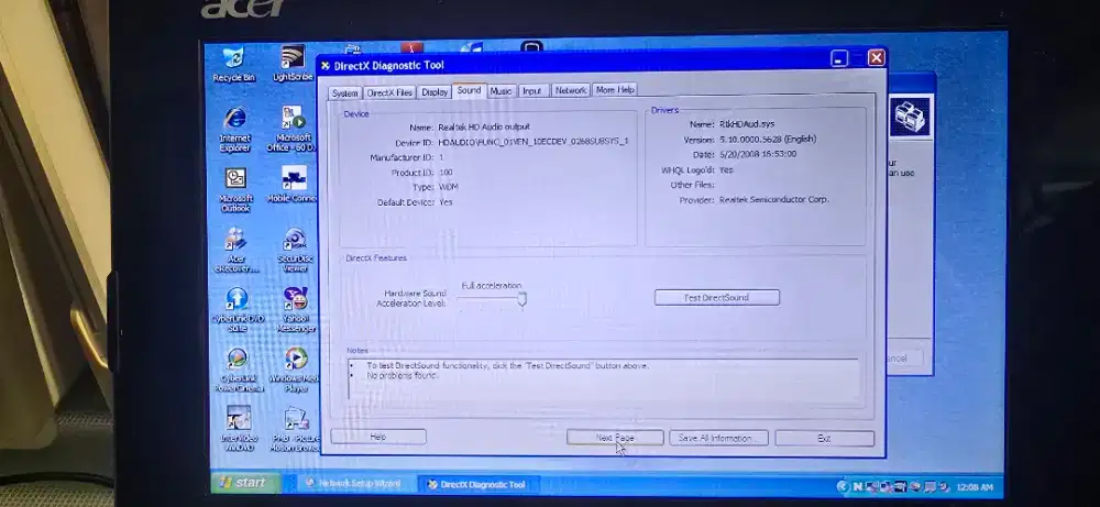 Acer aspire one N450 bekas, adapator, kardus