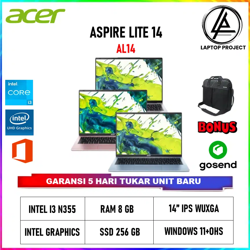 ACER ASPIRE LITE 14 AL14 I3 N355 8GB 256GB W11+OHS 14 INCH