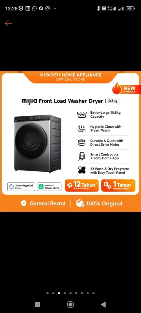 Mesin cuci MIJIA FRONT LOADING WASHER DRYER 10.5