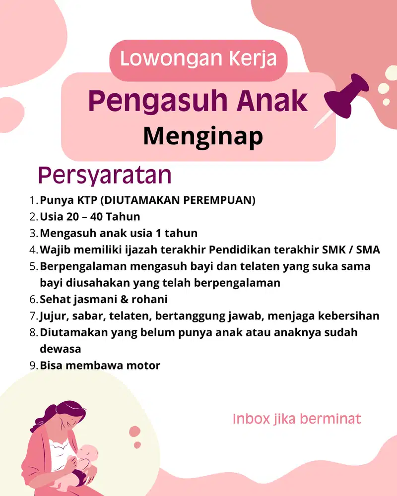 LOWONGAN KERJA PENGASUH PULANG PERGI