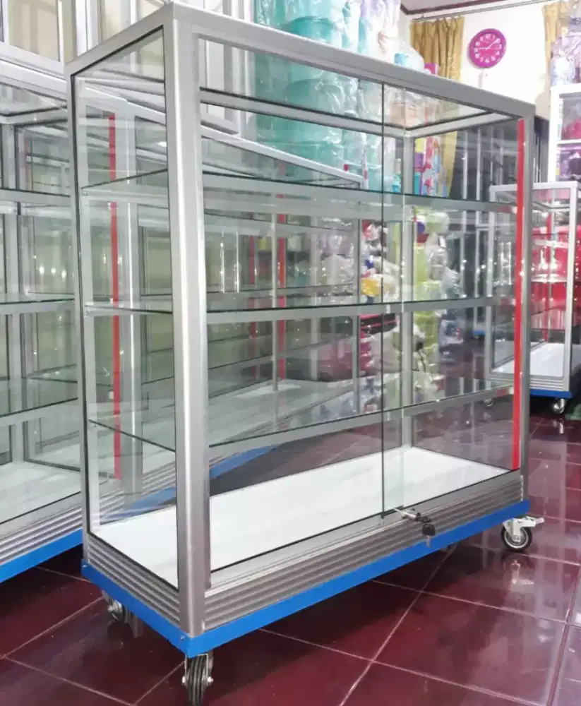 Etalase Toko Panjang 1Mx1M Pake RODA BESAR & Kunci