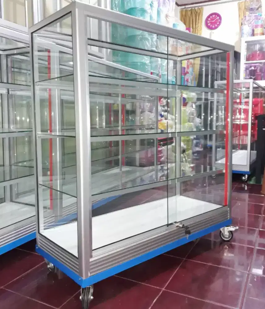 Etalase Panjang 1Mx1M Pake RODA BESAR & Kunci