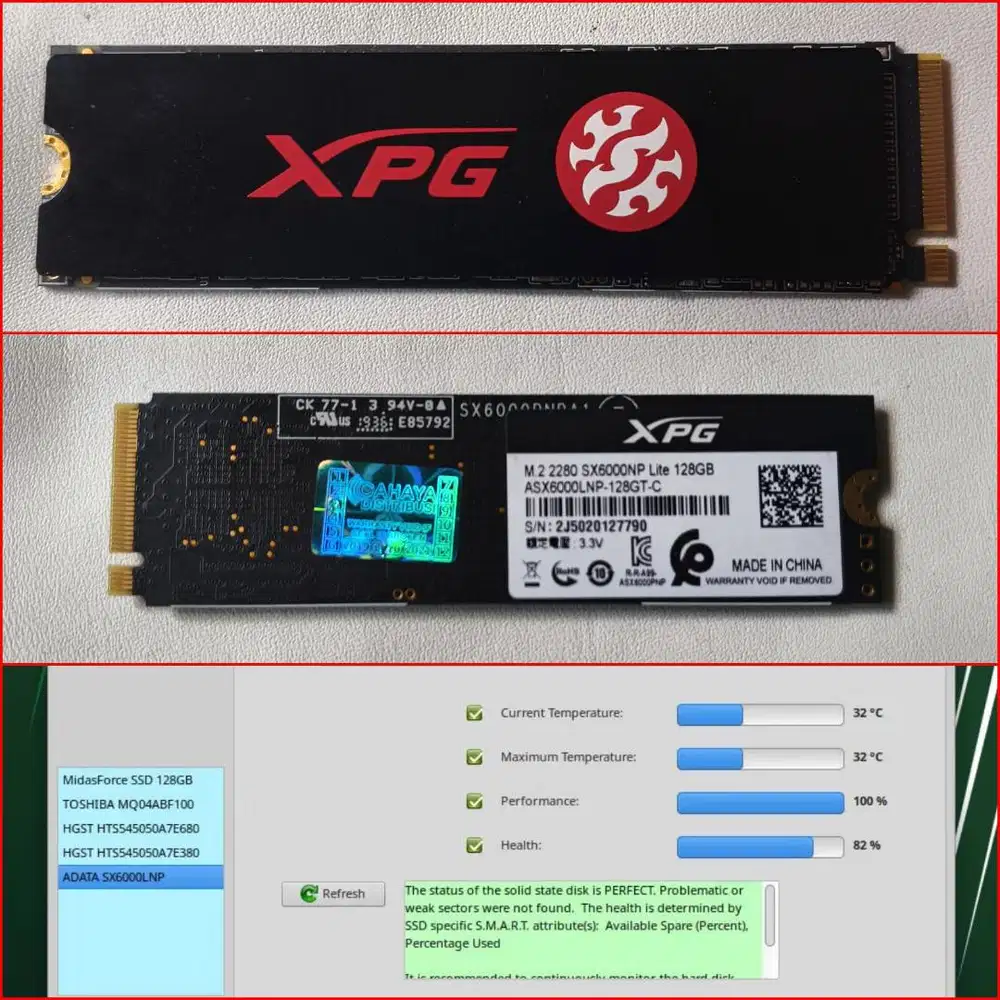 SSD NVMe Adata XPG SX6000NP Lite 128GB Second Kosongan