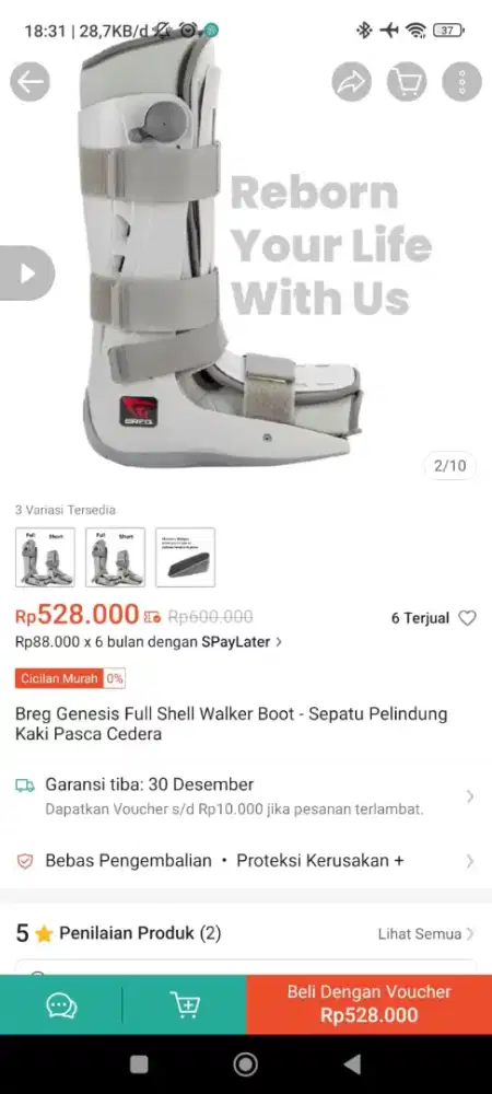 Sepatu pelindung kaki pasca cidera