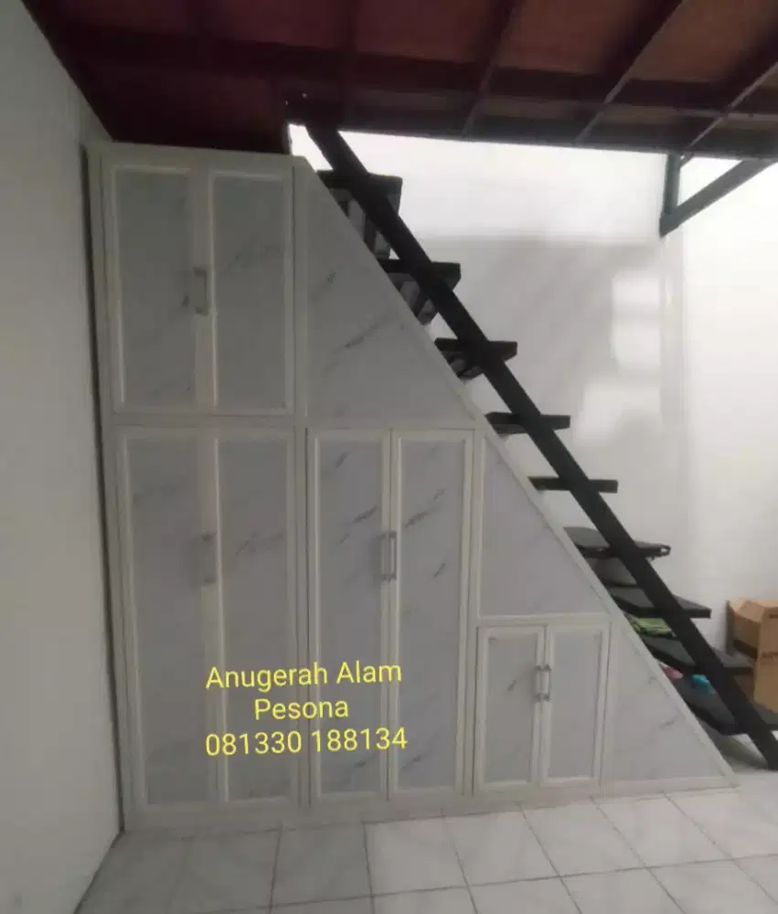Lemari aluminium bawah tangga,Kami bisa custom ya,FREE ONGKIR