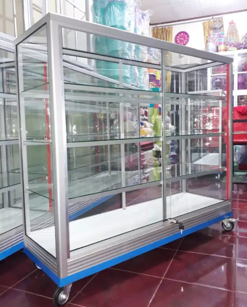 Etalase 1,2Mx1M Pakai RODA BESAR Siap Kirim