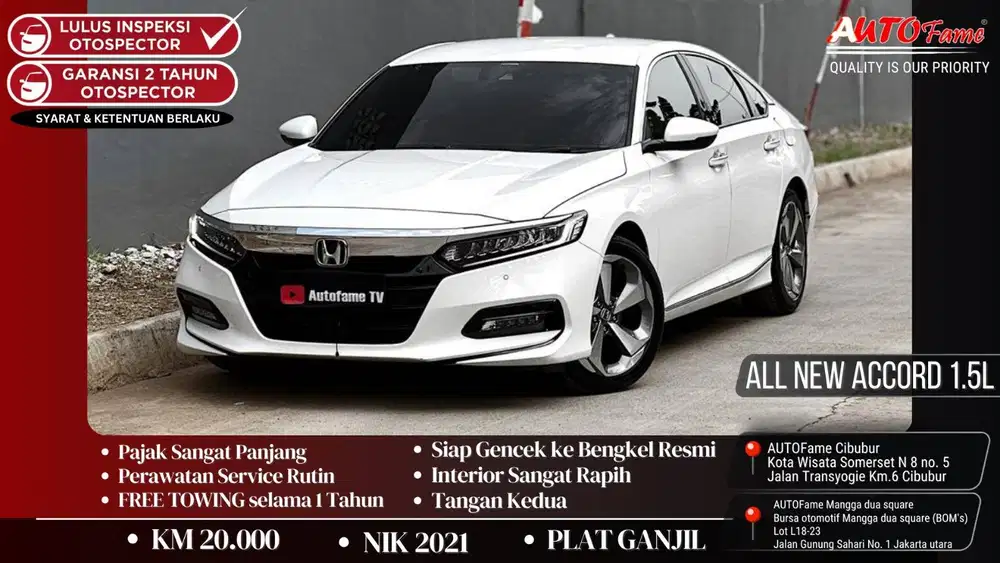 Honda All New Accord 1.5L Turbo NIK 2021 White On Beige