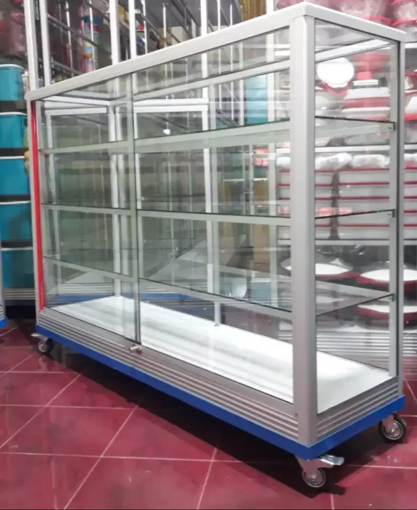 Etalase Kaca Full 5MM 1,5M×1M Serbaguna || Pakai Roda & Kunci