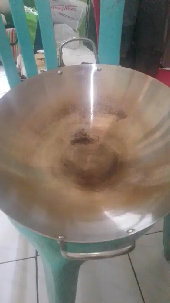 wajan stainles dan cobek  batu