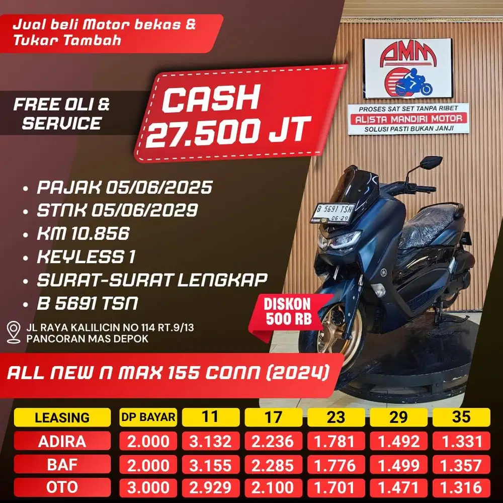 ALL NEW NMAX 155 CONN 2024 DP 500 KM LOW CC 0% KREDIVO TOKPED INDODAN