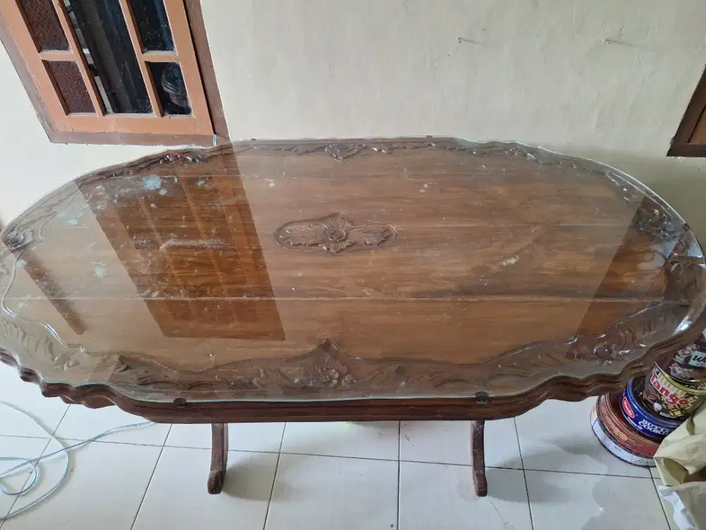 Dijual Meja Jati Oval Besar - Kayu Asli, Kuat & Elegan (190 x 100 cm)