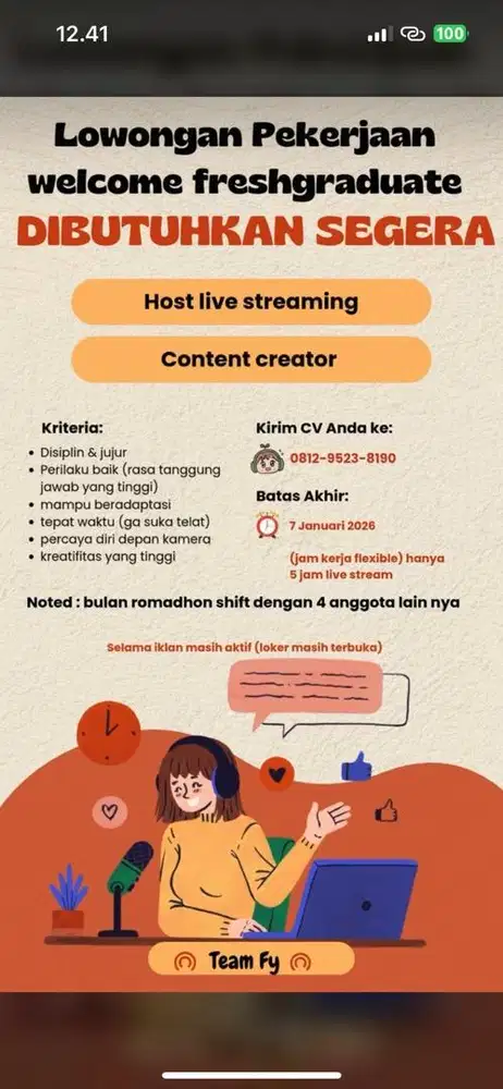 Lowongan kerja host live