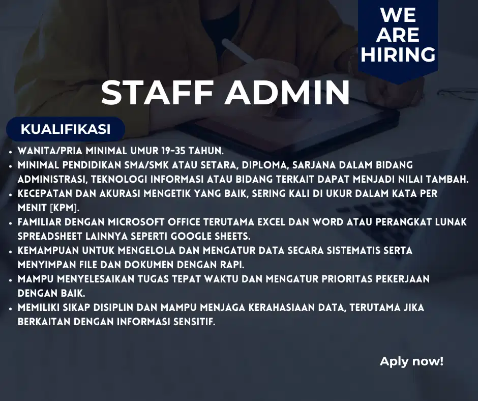 DI CARI STAFF ADMIN