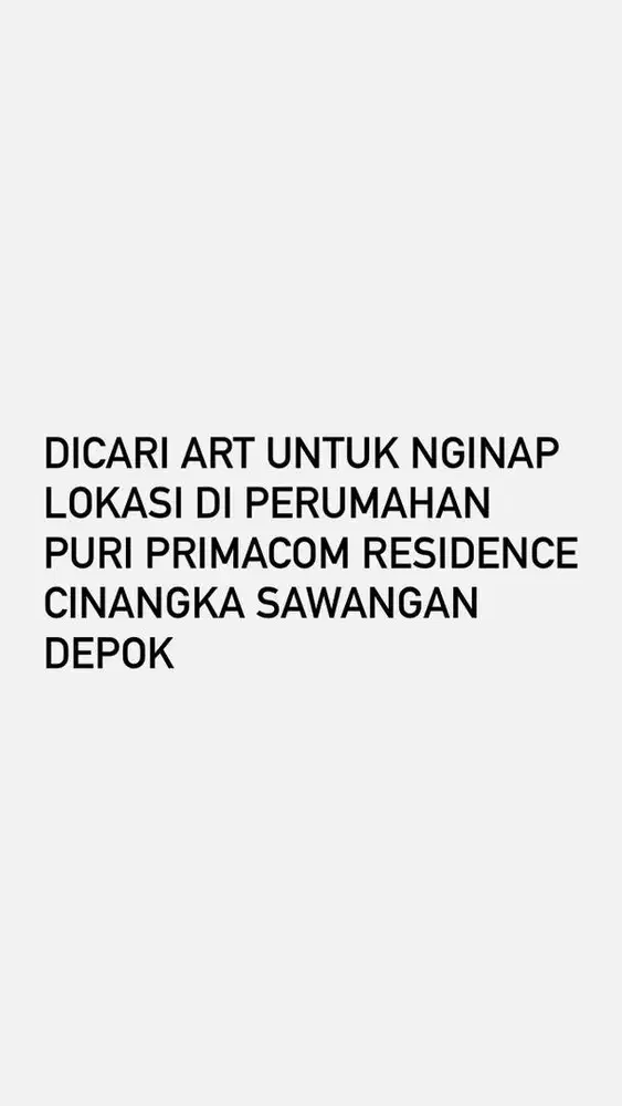 Lowongan ART Nginap