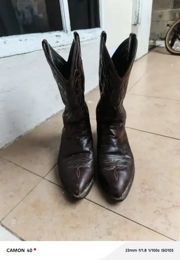 Jual aja sepatu boot leather nya