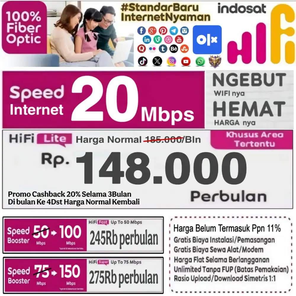 Pasang Wifi Murah Indosat hifi gratis biaya instalasi