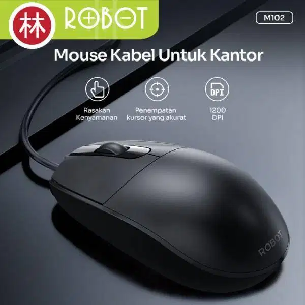 ROBOT M102 Optical Mouse Wired PC Laptop Office 1200 DPI
