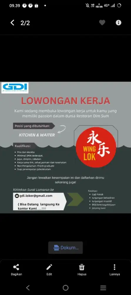 Lowongan kerja restoran