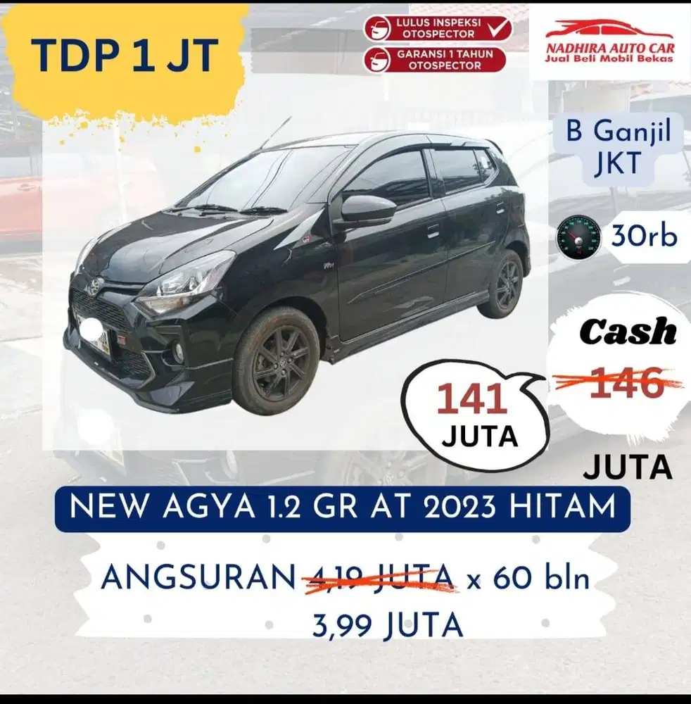 Promo TDP 1 Juta Agya GR AT 2023 Hitam