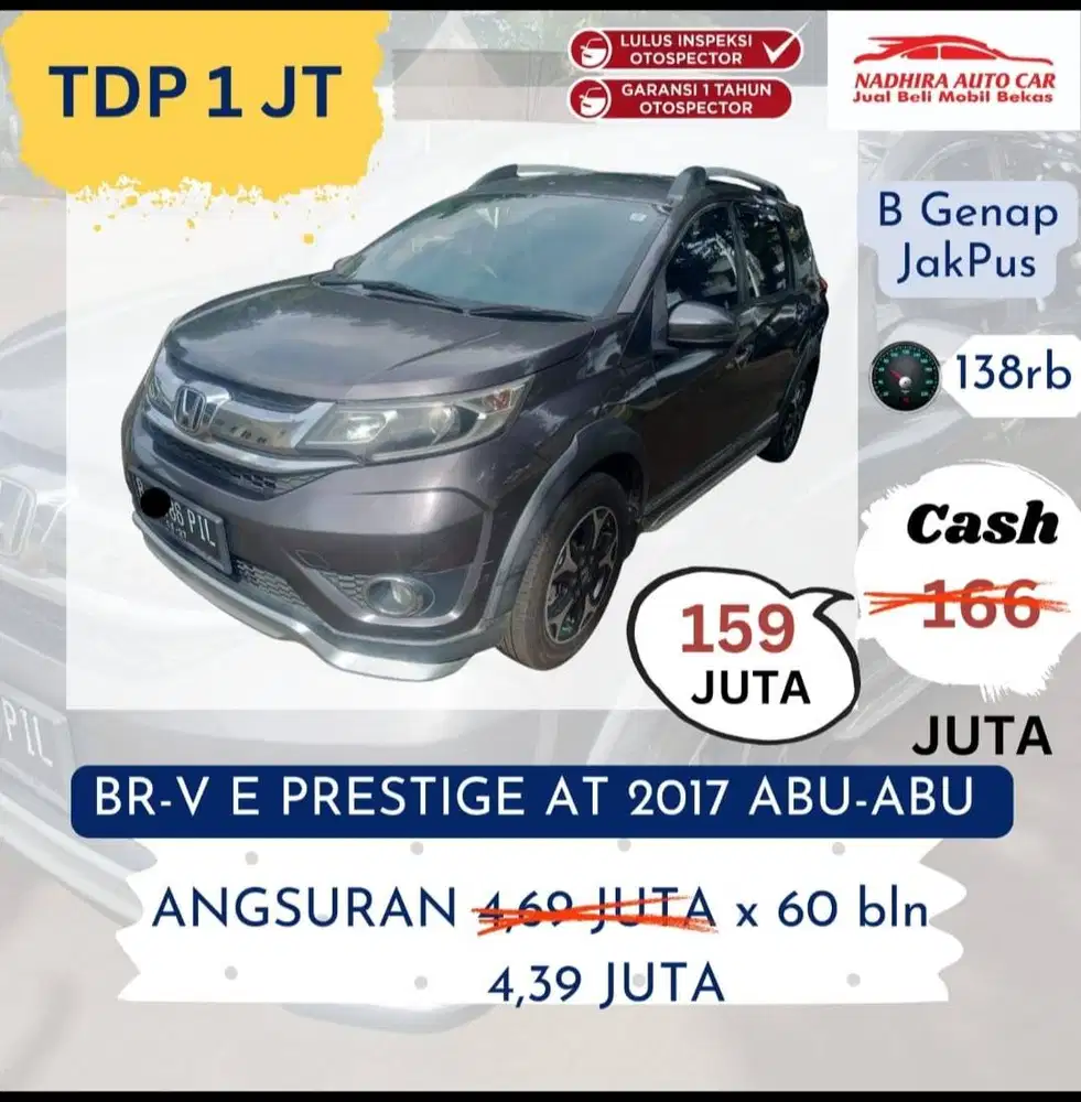 Promo TDP 1 Juta Honda BR-V Prestige AT 2017 Abu