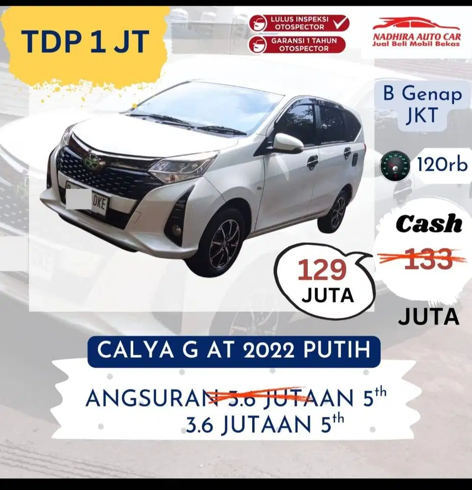 Promo TDP 1 Juta Calya G  AT 2022 Putih