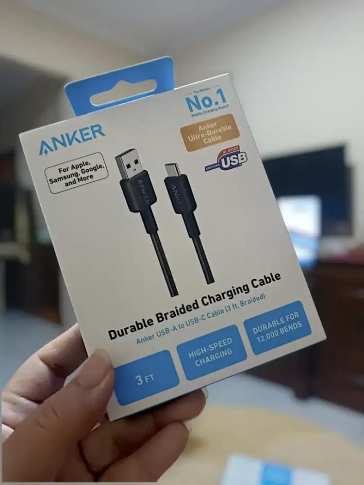 [BARU SEGEL] ANKER Kabel Charger Type C / USB-A to USB-C 3ft - HITAM