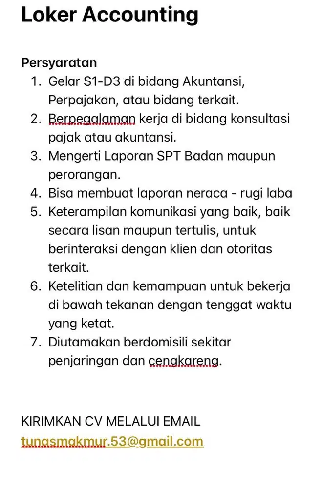 loker accounting atau pajak