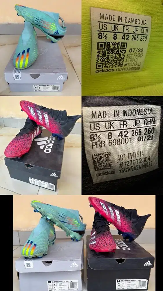 BORONGAN Sepatu Bola Adidas Original (Speedportal + Predator Size 42)