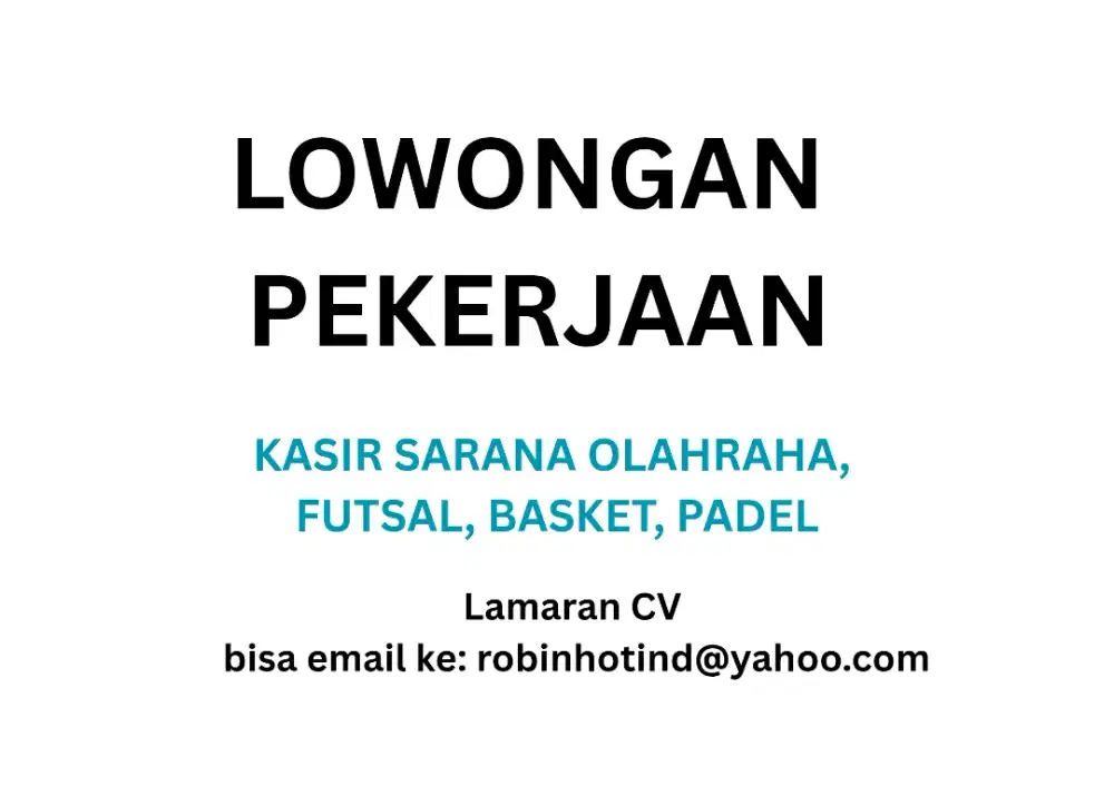Lowongan Kasir/Admin Sarana Olahraga