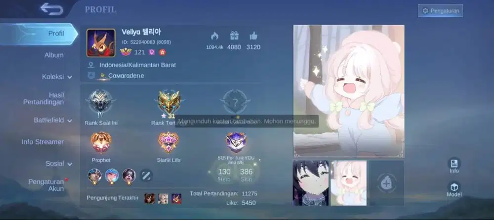 Di jual akun ml, harga bisa nego