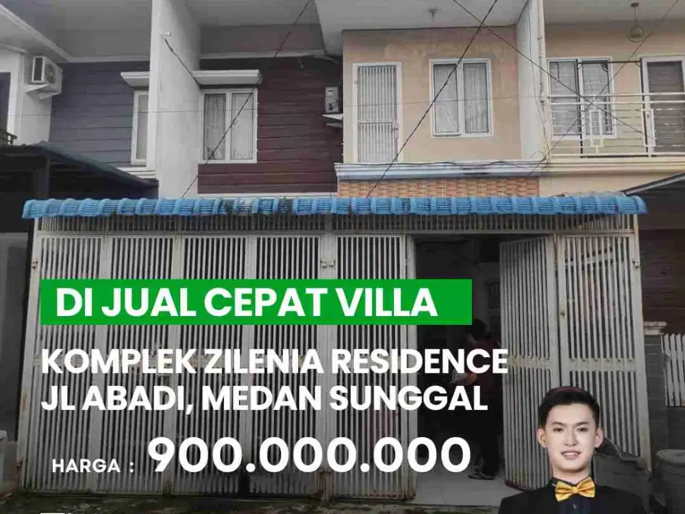 DI JUAL CEPAT VILLA DI KOMPLEK ZILENIA RESIDENCE, JL ABADI MEDAN SUNGGAL