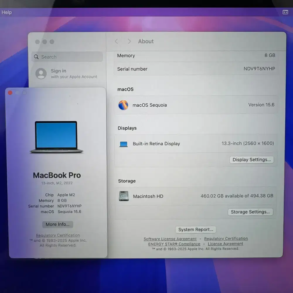 Macbook Pro M2 13 Inch Ram 8 Ssd 512 lengkap full set Silver desain