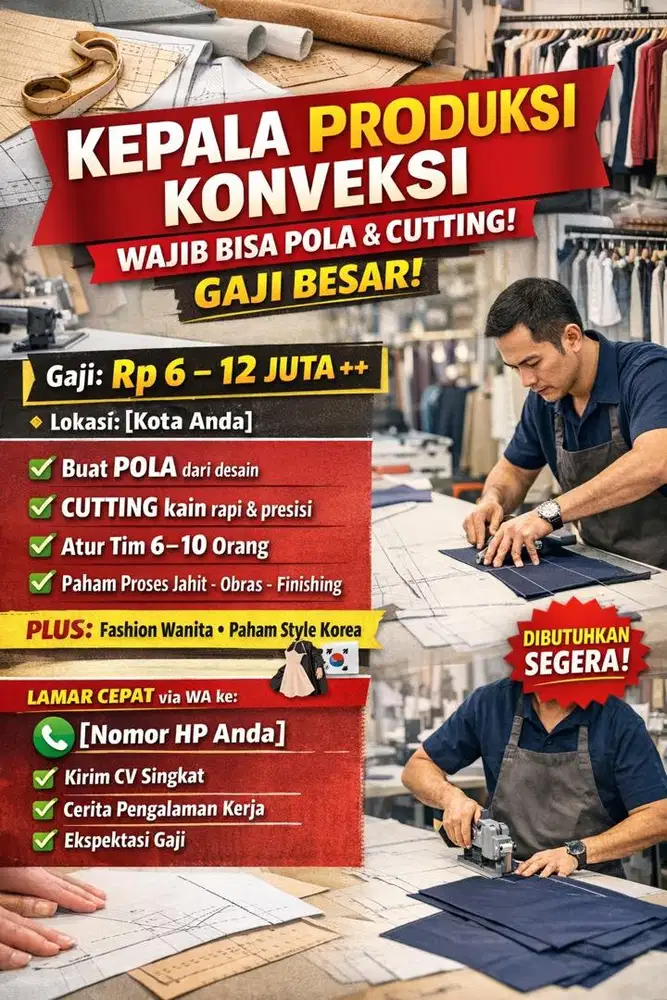 Dibutuhkan Kepala konveksi