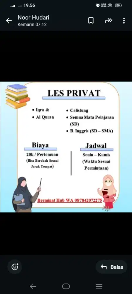 Menerima Jasa Les Private Berkualitas