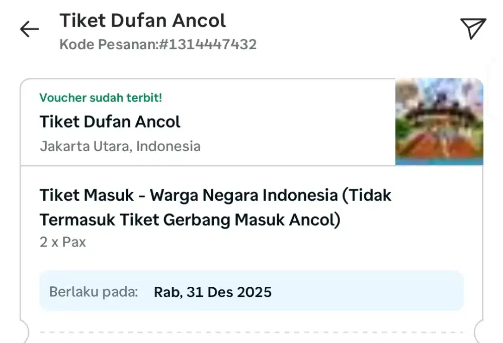 2 Tiket dufan tanggal 31 December 2025