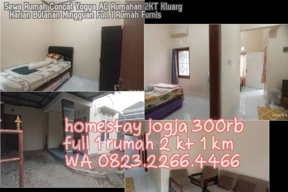 Sewa Rumah Concat Yogya AC Rumahan 2KT Kluarg  Harian Bulanan Mingguan