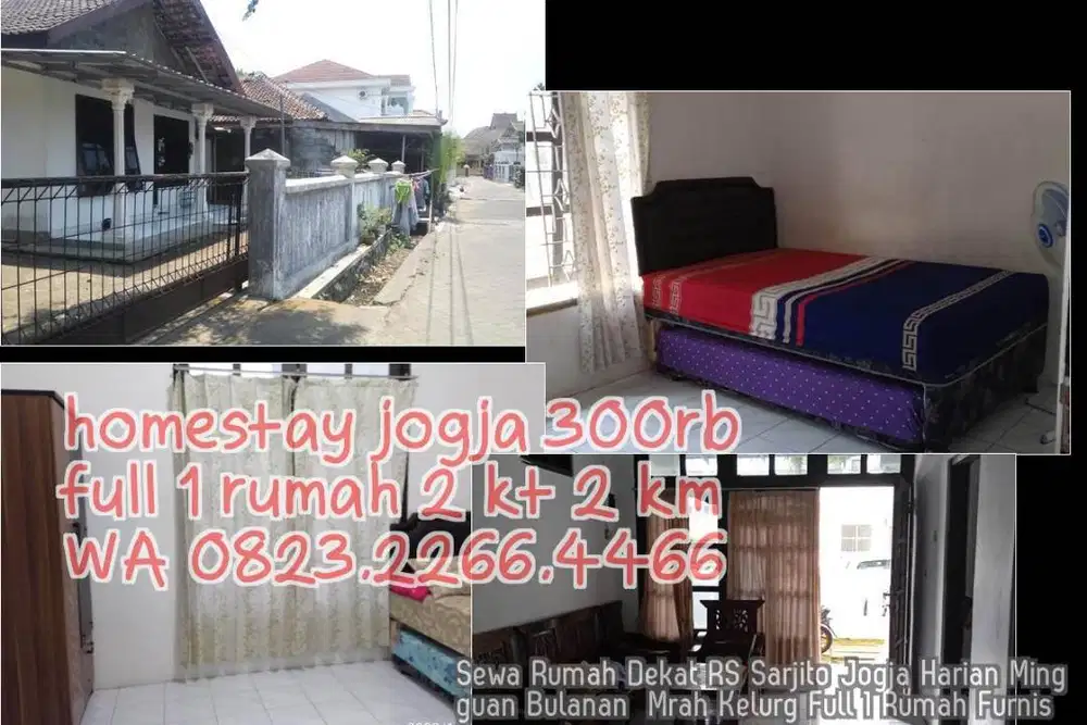Sewa Rumah Dekat RS Sarjito Jogja Harian Mingguan Bulanan  Mrah Kelurg