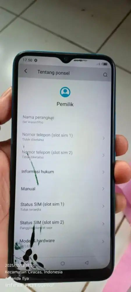 Itel vesion 1 pro  2/32 mnus retak normal smua orian