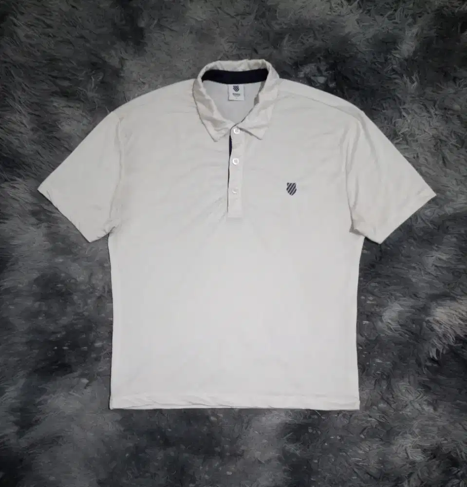 Kaos Kerah Olahraga Lengan Pendek K-Swiss Polo Shirt Putih Size M
